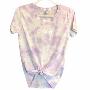 Purple tie dye shirt juniors size L. With flowers